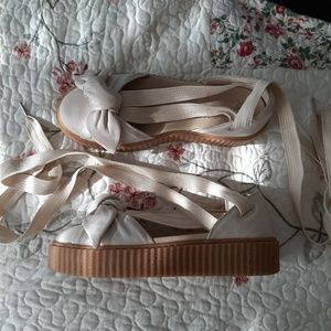 Fenty x Puma Bow Creeper Sandals in Oatmeal